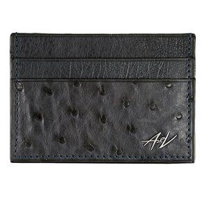 Luxury Ostrich Leather Cardholder – Handmade Polo Blue